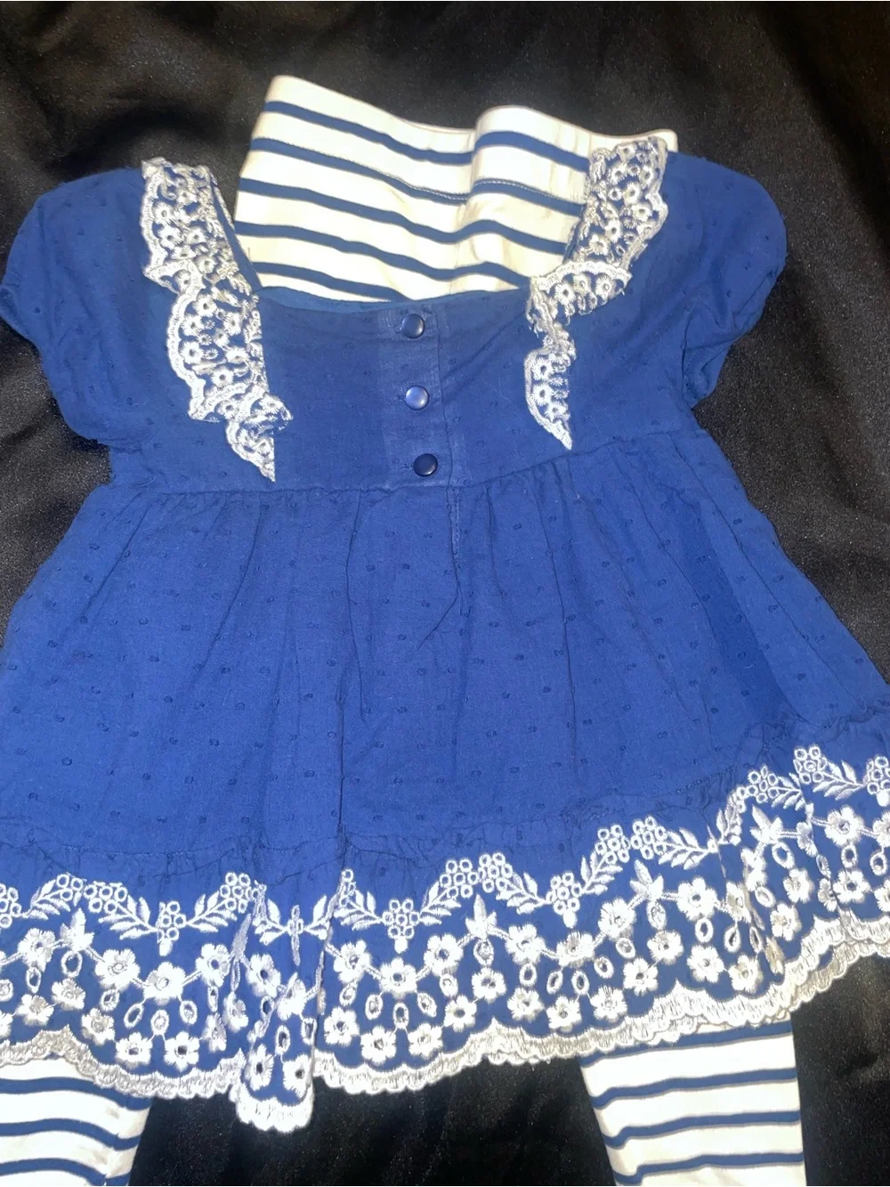 Shabby Chic Blue and White Girls Matching Set